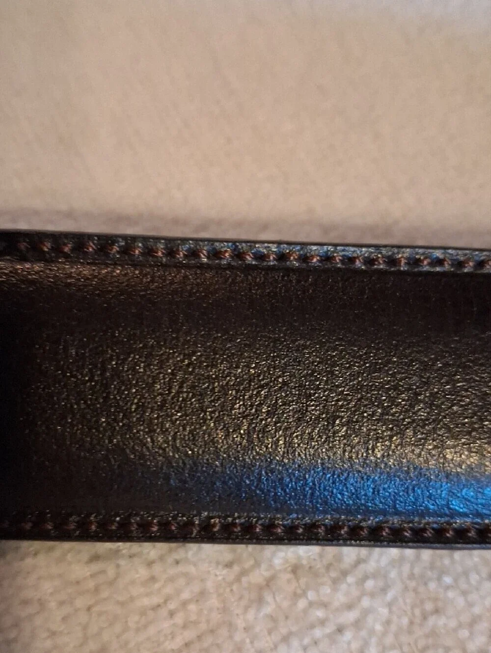 Perry Ellis Dark Brown Leather Belt with Silver-Tone Buckle Size 34